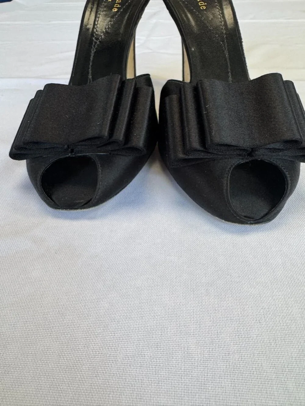 Kate Spade Peep Toe Bow Satin Evening Heels Vintage Size 7